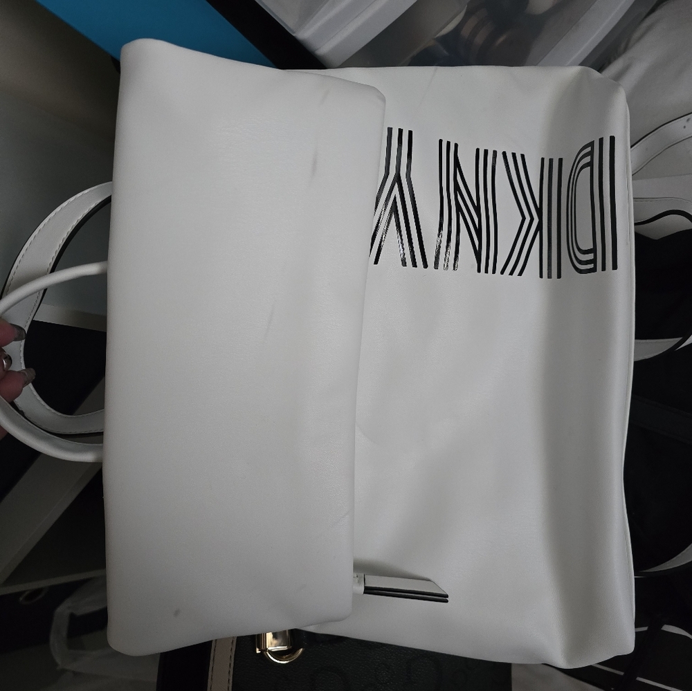 DKNY White and Black Logo Tote